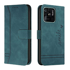 Leather Case Stands Flip Cover Holder H01X for Xiaomi Redmi 10 Power Green
