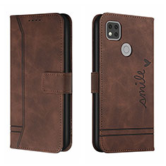 Leather Case Stands Flip Cover Holder H01X for Xiaomi Redmi 10A 4G Brown