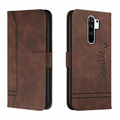 Leather Case Stands Flip Cover Holder H01X for Xiaomi Redmi 9 Brown