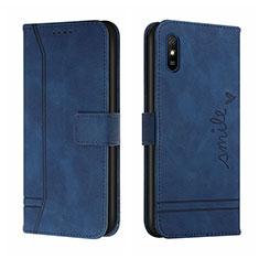 Leather Case Stands Flip Cover Holder H01X for Xiaomi Redmi 9AT Blue