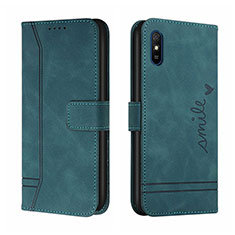 Leather Case Stands Flip Cover Holder H01X for Xiaomi Redmi 9i Green