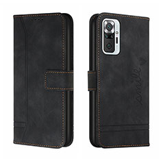 Leather Case Stands Flip Cover Holder H01X for Xiaomi Redmi Note 10 Pro 4G Black