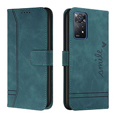 Leather Case Stands Flip Cover Holder H01X for Xiaomi Redmi Note 11 Pro 4G Green
