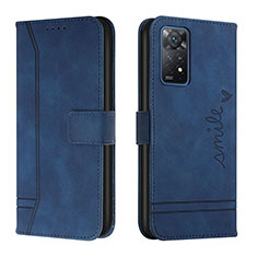 Leather Case Stands Flip Cover Holder H01X for Xiaomi Redmi Note 11 Pro 5G Blue