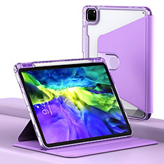 Leather Case Stands Flip Cover Holder H02 for Apple iPad Pro 11 (2020) Purple