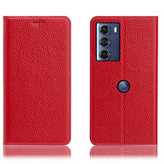 Leather Case Stands Flip Cover Holder H02P for Motorola Moto Edge S30 5G Red