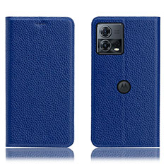 Leather Case Stands Flip Cover Holder H02P for Motorola Moto Edge S30 Pro 5G Blue
