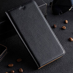 Leather Case Stands Flip Cover Holder H02P for Motorola Moto G100 5G Black