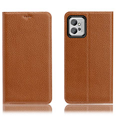 Leather Case Stands Flip Cover Holder H02P for Motorola Moto G32 Light Brown