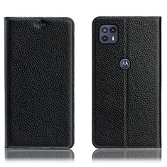 Leather Case Stands Flip Cover Holder H02P for Motorola Moto G50 5G Black