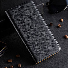 Leather Case Stands Flip Cover Holder H02P for Nokia C31 Black