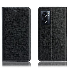 Leather Case Stands Flip Cover Holder H02P for OnePlus Nord N300 5G Black