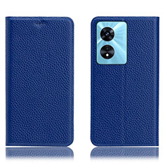 Leather Case Stands Flip Cover Holder H02P for Oppo A1 Pro 5G Blue