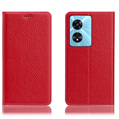 Leather Case Stands Flip Cover Holder H02P for Oppo A1 Pro 5G Red