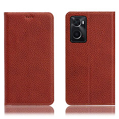 Leather Case Stands Flip Cover Holder H02P for Oppo A36 Brown