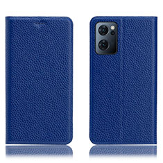 Leather Case Stands Flip Cover Holder H02P for Oppo Find X5 Lite 5G Blue