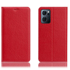 Leather Case Stands Flip Cover Holder H02P for Oppo Find X5 Lite 5G Red