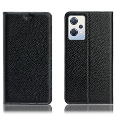 Leather Case Stands Flip Cover Holder H02P for Oppo K10X 5G Black