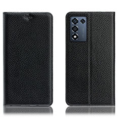 Leather Case Stands Flip Cover Holder H02P for Oppo K9S 5G Black