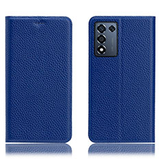 Leather Case Stands Flip Cover Holder H02P for Oppo K9S 5G Blue