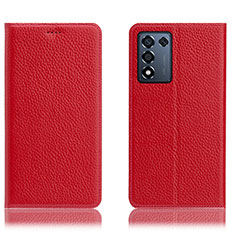 Leather Case Stands Flip Cover Holder H02P for Oppo K9S 5G Red