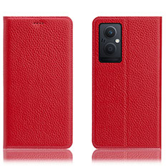 Leather Case Stands Flip Cover Holder H02P for Oppo Reno8 Z 5G Red