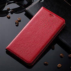 Leather Case Stands Flip Cover Holder H02P for Samsung Galaxy A60 Red