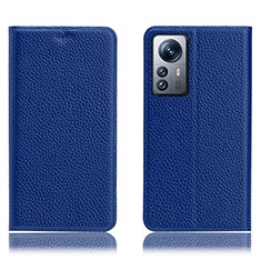 Leather Case Stands Flip Cover Holder H02P for Xiaomi Mi 12 5G Blue