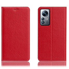Leather Case Stands Flip Cover Holder H02P for Xiaomi Mi 12 5G Red