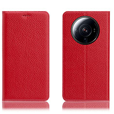 Leather Case Stands Flip Cover Holder H02P for Xiaomi Mi 12 Ultra 5G Red