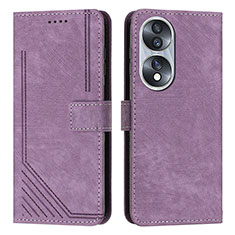 Leather Case Stands Flip Cover Holder H02X for Huawei Honor 70 5G Purple