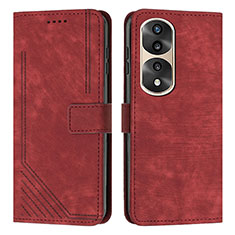 Leather Case Stands Flip Cover Holder H02X for Huawei Honor 70 Pro 5G Red