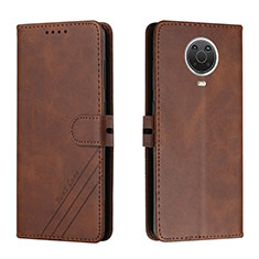 Leather Case Stands Flip Cover Holder H02X for Nokia G10 Brown