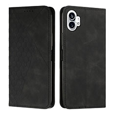 Leather Case Stands Flip Cover Holder H02X for Nothing Phone 1 Black