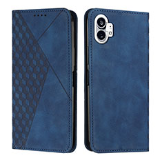 Leather Case Stands Flip Cover Holder H02X for Nothing Phone 1 Blue