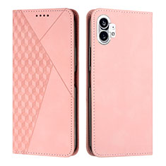 Leather Case Stands Flip Cover Holder H02X for Nothing Phone 1 Rose Gold