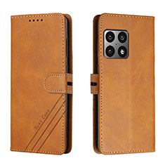 Leather Case Stands Flip Cover Holder H02X for OnePlus 10 Pro 5G Light Brown