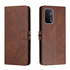 Leather Case Stands Flip Cover Holder H02X for OnePlus Nord N200 5G Brown