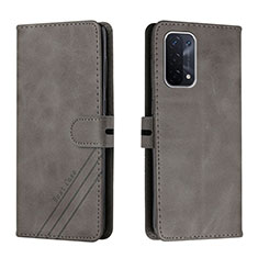 Leather Case Stands Flip Cover Holder H02X for OnePlus Nord N200 5G Gray