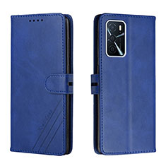 Leather Case Stands Flip Cover Holder H02X for Oppo A56 5G Blue