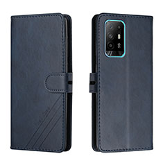 Leather Case Stands Flip Cover Holder H02X for Oppo F19 Pro+ Plus 5G Blue