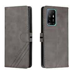 Leather Case Stands Flip Cover Holder H02X for Oppo Reno5 Z 5G Gray