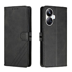 Leather Case Stands Flip Cover Holder H02X for Realme 10 Pro+ Plus 5G Black