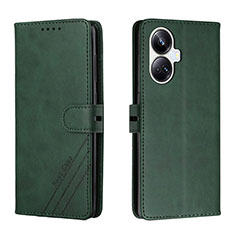 Leather Case Stands Flip Cover Holder H02X for Realme 10 Pro+ Plus 5G Green