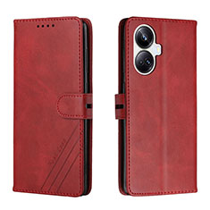 Leather Case Stands Flip Cover Holder H02X for Realme 10 Pro+ Plus 5G Red