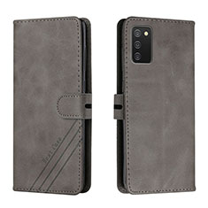 Leather Case Stands Flip Cover Holder H02X for Samsung Galaxy A02s Gray