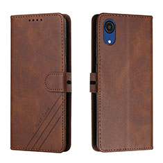 Leather Case Stands Flip Cover Holder H02X for Samsung Galaxy A03 Core Brown
