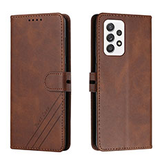 Leather Case Stands Flip Cover Holder H02X for Samsung Galaxy A33 5G Brown