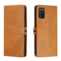 Leather Case Stands Flip Cover Holder H02X for Samsung Galaxy M02s Light Brown