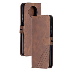 Leather Case Stands Flip Cover Holder H02X for Xiaomi Mi 10i 5G Brown